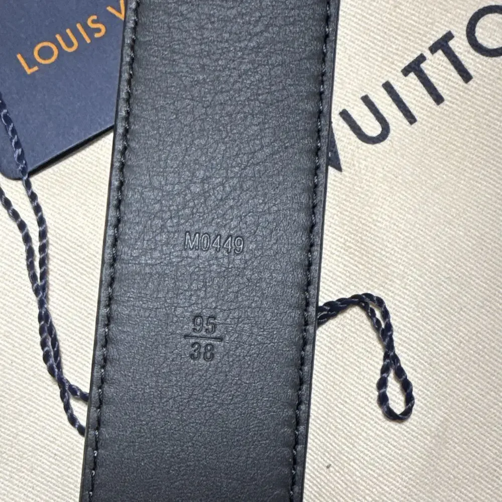 Louis Vuitton Monogram Logo Belt Black/Gray LV Buckle 95/38 Length & 40mm Wide